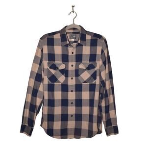 J.CREW $98 Blue Gray Buffalo Plaid Flannel Button Down Shirt Men's‎ Small